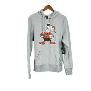 CLEVELAND BROWNS Men's Sweatshirt Sz Small Gray Retro Logo Hoodie 47 Brand NWT